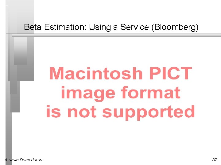 Beta Estimation: Using a Service (Bloomberg) Aswath Damodaran 37 