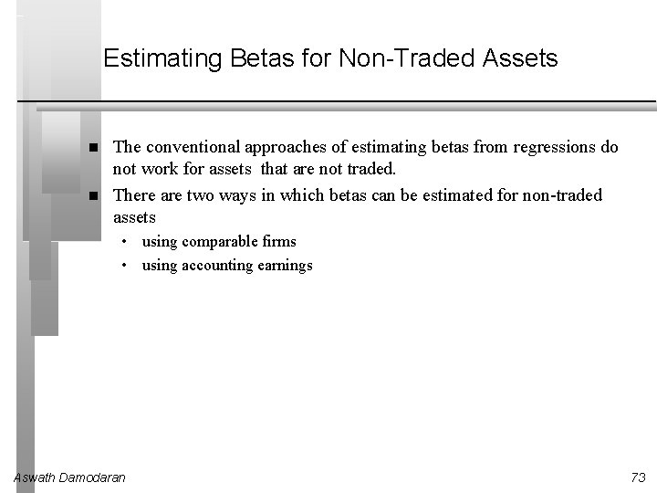Estimating Betas for Non-Traded Assets The conventional approaches of estimating betas from regressions do Estimating Betas for Non-Traded Assets The conventional approaches of estimating betas from regressions do