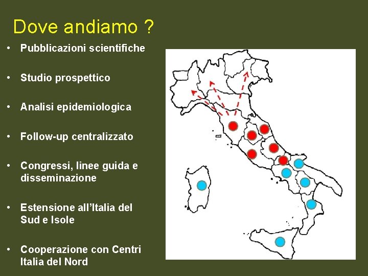 Dove andiamo ? • Pubblicazioni scientifiche • Studio prospettico • Analisi epidemiologica • Follow-up