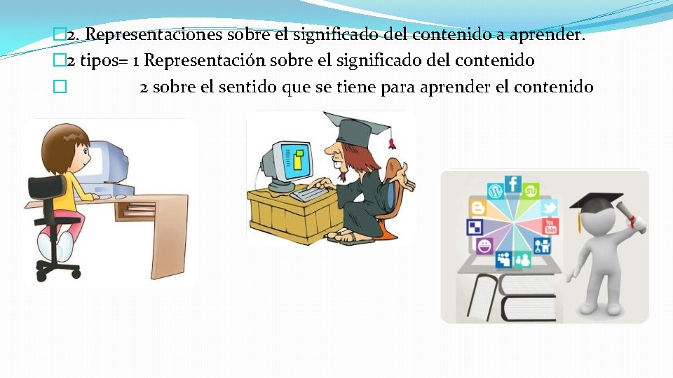 � 2. Representaciones sobre el significado del contenido a aprender. � 2 tipos= 1