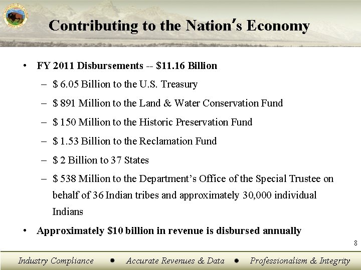 Contributing to the Nation’s Economy • FY 2011 Disbursements -- $11. 16 Billion –