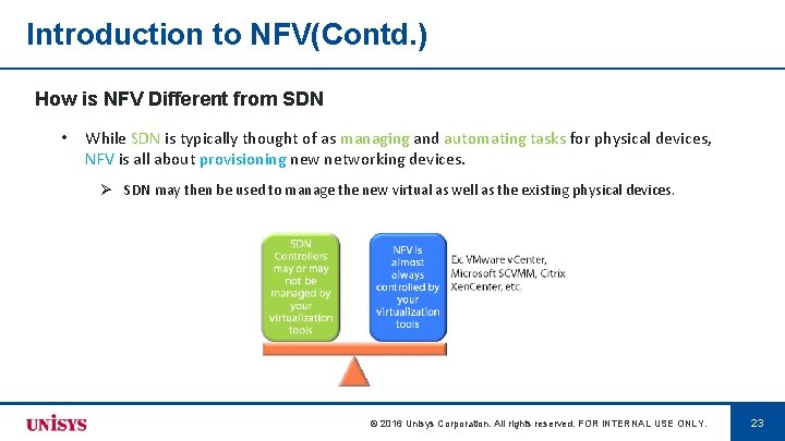 Introduction to NFV(Contd. ) How is NFV Different from SDN • While SDN is