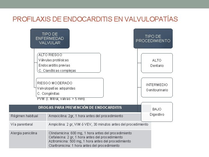 PROFILAXIS DE ENDOCARDITIS EN VALVULOPATÍAS TIPO DE ENFERMEDAD VALVULAR TIPO DE PROCEDIMIENTO ALTO RIESGO PROFILAXIS DE ENDOCARDITIS EN VALVULOPATÍAS TIPO DE ENFERMEDAD VALVULAR TIPO DE PROCEDIMIENTO ALTO RIESGO