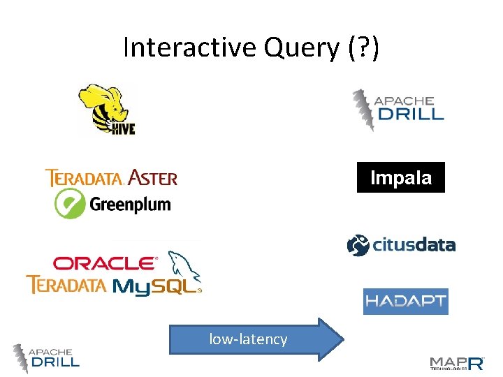 Interactive Query (? ) Impala low-latency Interactive Query (? ) Impala low-latency