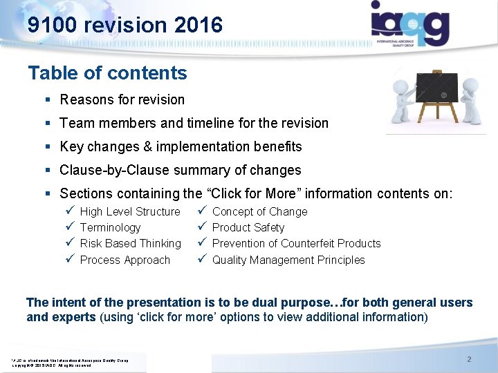 9100 revision 2016 Table of contents § Reasons for revision § Team members and 9100 revision 2016 Table of contents § Reasons for revision § Team members and