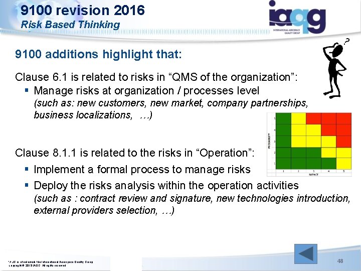 9100 revision 2016 Risk Based Thinking 9100 additions highlight that: Clause 6. 1 is 9100 revision 2016 Risk Based Thinking 9100 additions highlight that: Clause 6. 1 is