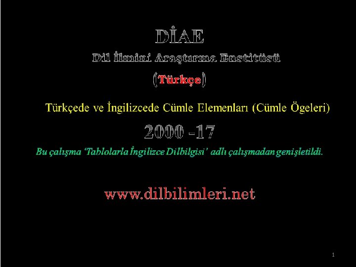 DİAE Dil İlmini Araştırma Enstitüsü (Türkçe ) Türkçede ve İngilizcede Cümle Elemenları (Cümle Ögeleri)