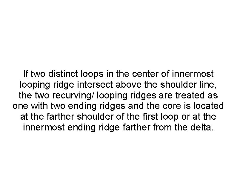 If two distinct loops in the center of innermost looping ridge intersect above the