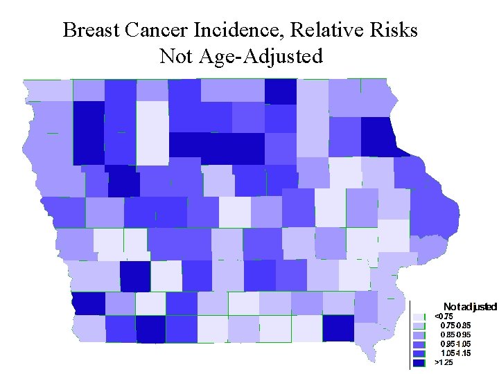 Breast Cancer Incidence, Relative Risks Not Age-Adjusted 