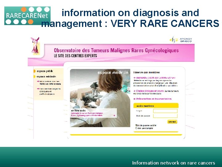 information on diagnosis and management : VERY RARE CANCERS Information network on rare cancers