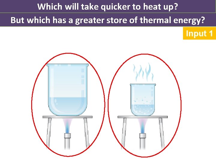 Which will take quicker to heat up? But which has a greater store of