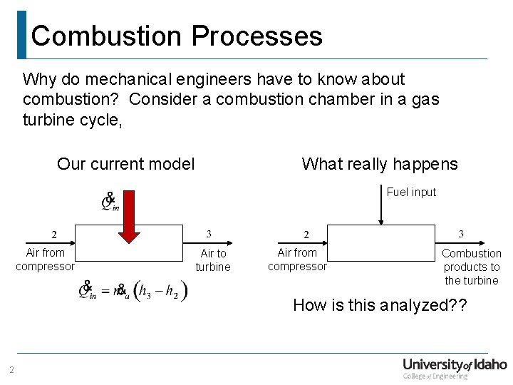 Combustion Processes Why do mechanical engineers have to know about combustion? Consider a combustion