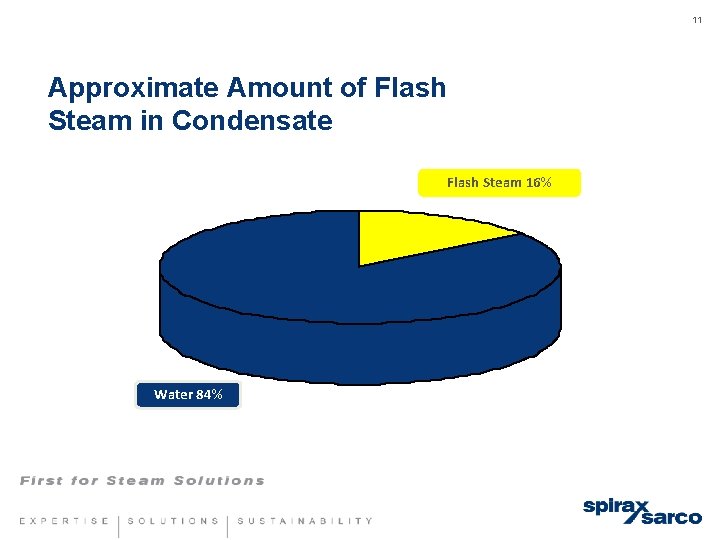 11 Approximate Amount of Flash Steam in Condensate Flash Steam 16% Water 84% 