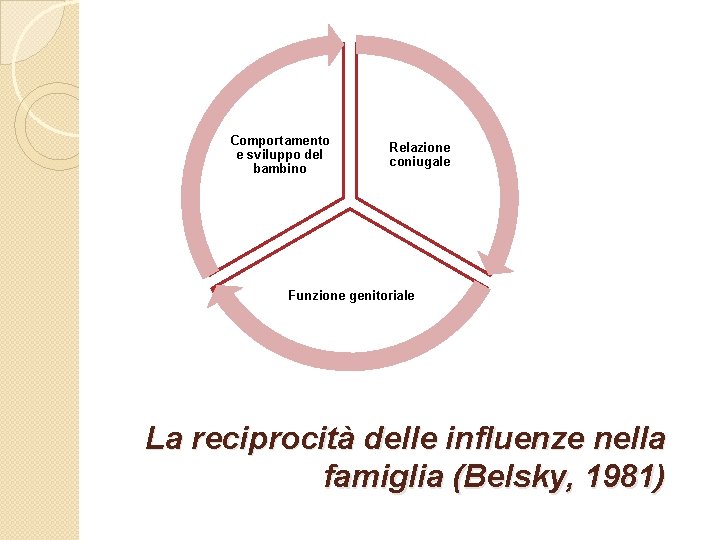 Comportamento e sviluppo del bambino Relazione coniugale Funzione genitoriale La reciprocità delle influenze nella