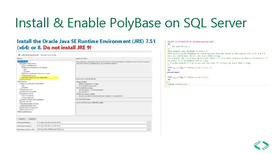 Install & Enable Poly. Base on SQL Server Install the Oracle Java SE Runtime