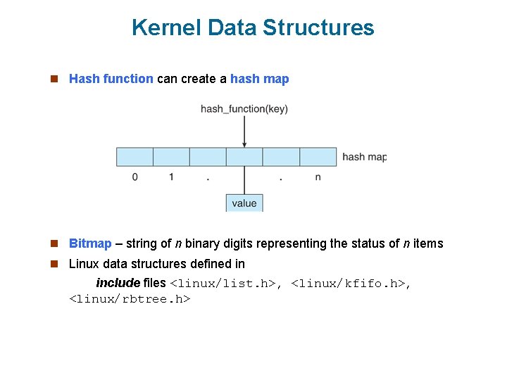 Kernel Data Structures n Hash function can create a hash map n Bitmap – Kernel Data Structures n Hash function can create a hash map n Bitmap –