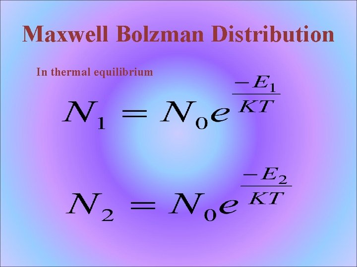 Maxwell Bolzman Distribution In thermal equilibrium 