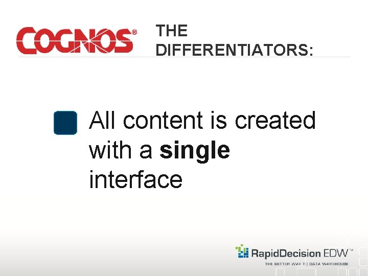 THE DIFFERENTIATORS: All content is created with a single interface 