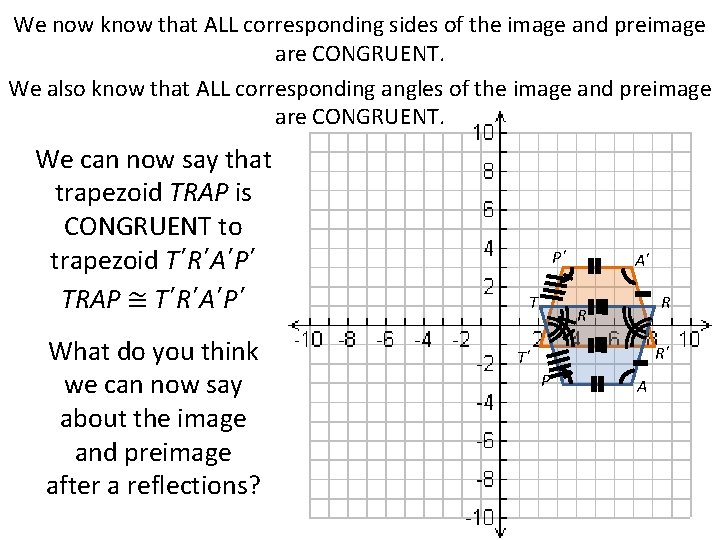 We now know that ALL corresponding sides of the image and preimage are CONGRUENT.