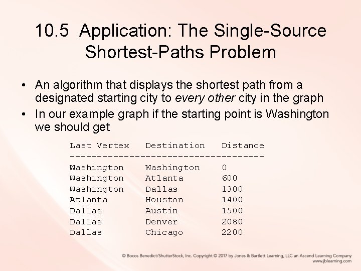 10. 5 Application: The Single-Source Shortest-Paths Problem • An algorithm that displays the shortest 10. 5 Application: The Single-Source Shortest-Paths Problem • An algorithm that displays the shortest