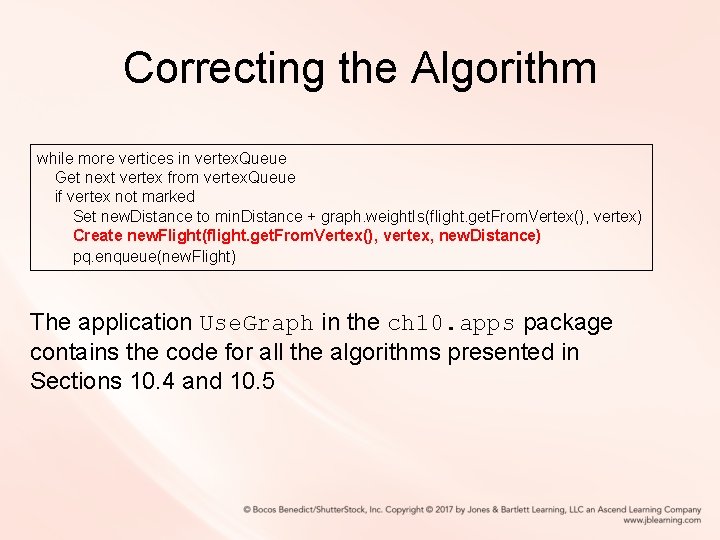 Correcting the Algorithm while more vertices in vertex. Queue Get next vertex from vertex. Correcting the Algorithm while more vertices in vertex. Queue Get next vertex from vertex.