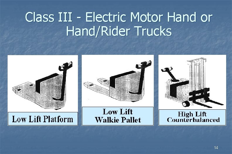 Class III - Electric Motor Hand/Rider Trucks 14 