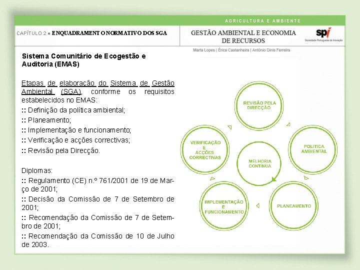 CAPÍTULO 2 ● ENQUADRAMENTO NORMATIVO DOS SGA Sistema Comunitário de Ecogestão e Auditoria (EMAS)