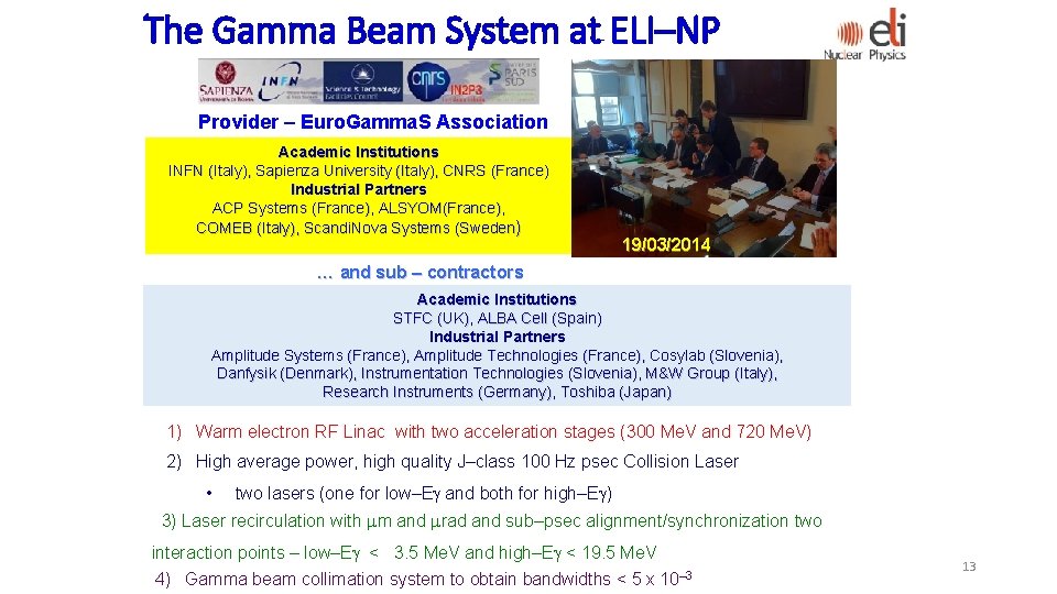 The Gamma Beam System at ELI–NP Provider – Euro. Gamma. S Association Academic Institutions The Gamma Beam System at ELI–NP Provider – Euro. Gamma. S Association Academic Institutions
