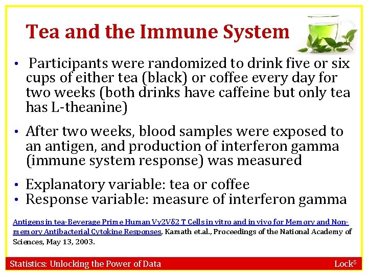 Tea and the Immune System • Participants were randomized to drink five or six