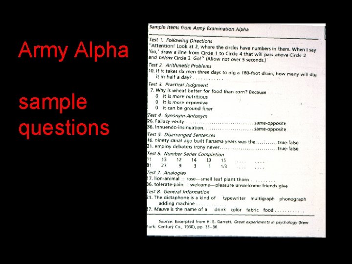Army Alpha sample questions Army Alpha sample questions