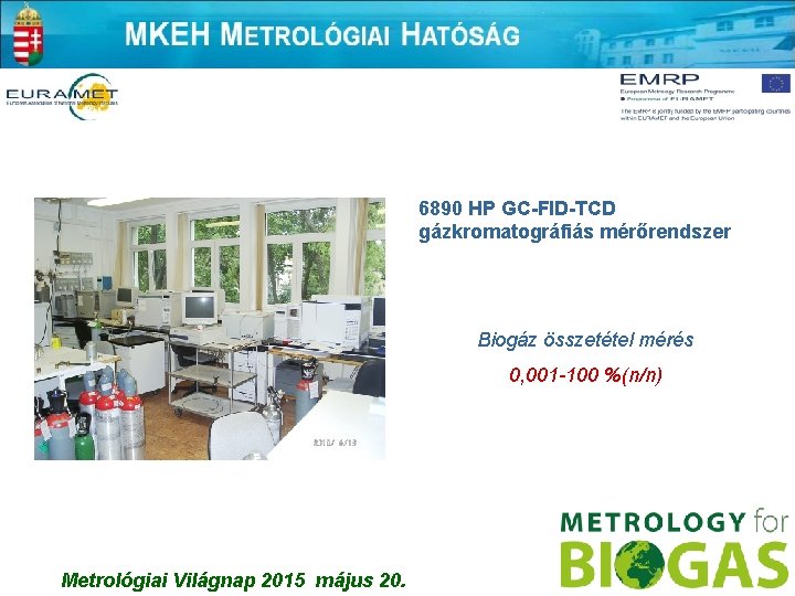 6890 HP GC-FID-TCD gázkromatográfiás mérőrendszer Biogáz összetétel mérés 0, 001 -100 %(n/n) Metrológiai Világnap