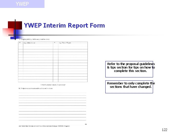 YWEP Interim Report Form Refer to the proposal guidelines & tips section for tips