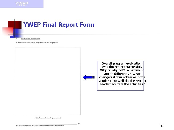 YWEP Final Report Form Overall program evaluation. Was the project successful? Why or why