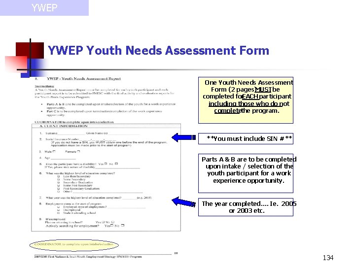 YWEP Youth Needs Assessment Form One Youth Needs Assessment Form (2 pages)MUST be completed