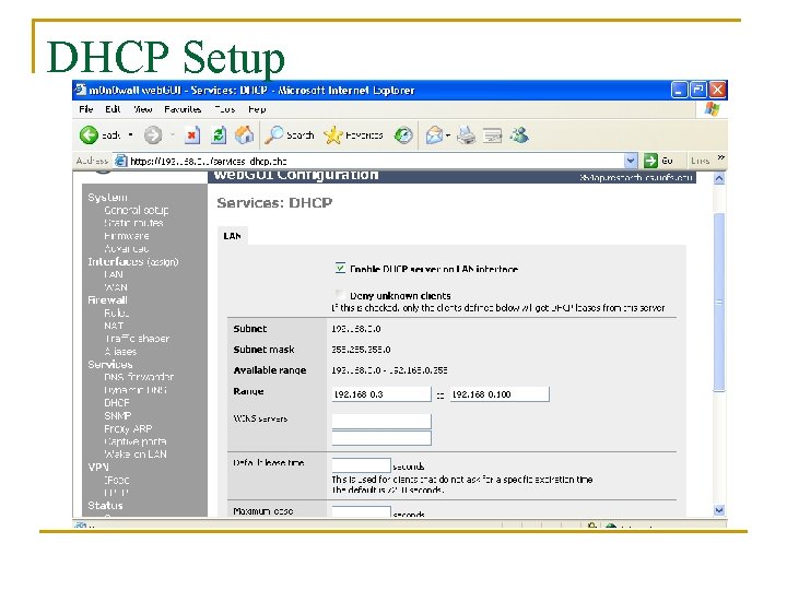 DHCP Setup 