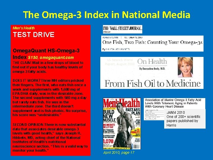 The Omega-3 Index in National Media Men’s Health TEST DRIVE Omega. Quant HS-Omega-3 Index