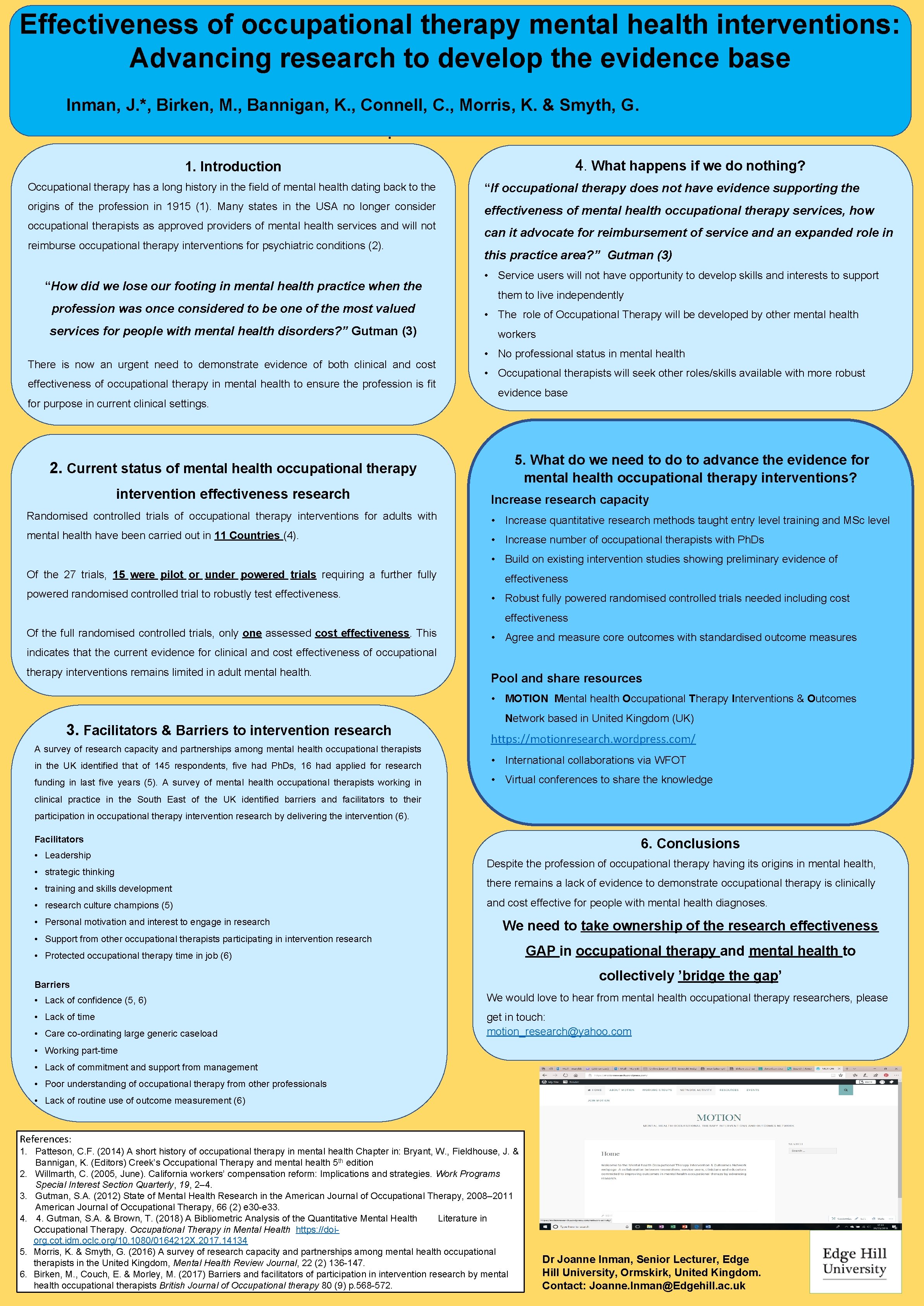 Effectiveness of occupational therapy mental health interventions Advancing