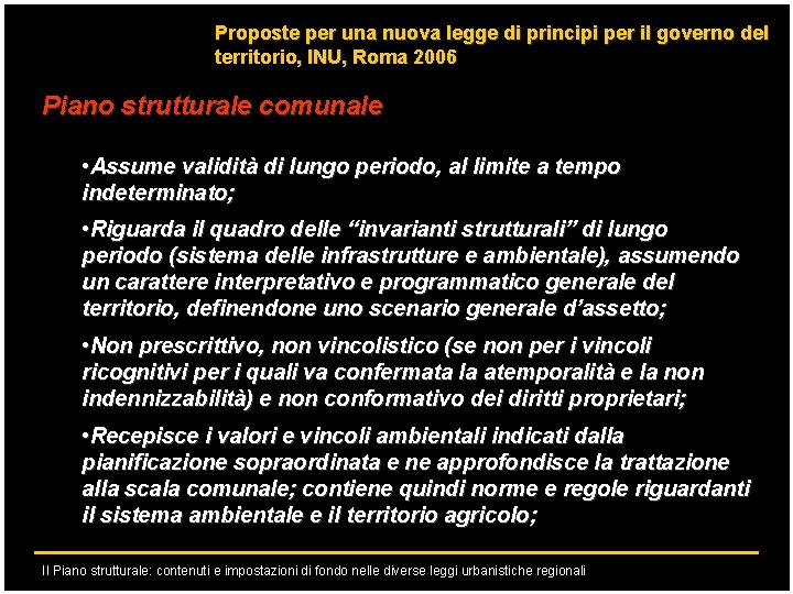 Proposte per una nuova legge di principi per il governo del territorio, INU, Roma