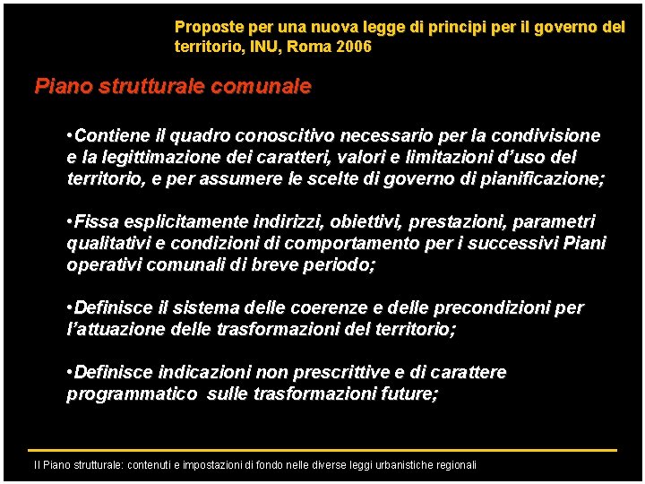 Proposte per una nuova legge di principi per il governo del territorio, INU, Roma