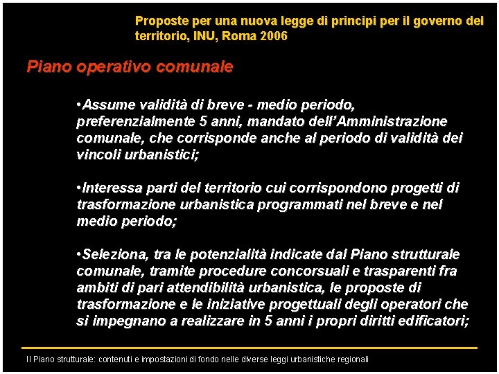 Proposte per una nuova legge di principi per il governo del territorio, INU, Roma