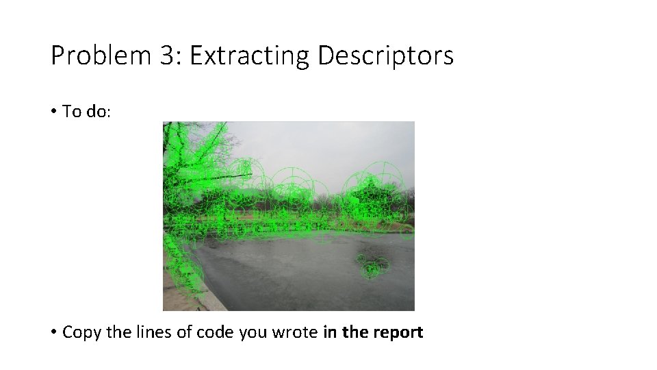 Problem 3: Extracting Descriptors • To do: • Copy the lines of code you Problem 3: Extracting Descriptors • To do: • Copy the lines of code you