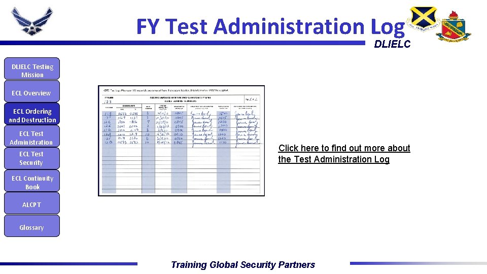 FY Test Administration Log DLIELC Testing Mission ECL Overview ECL Ordering and Destruction ECL