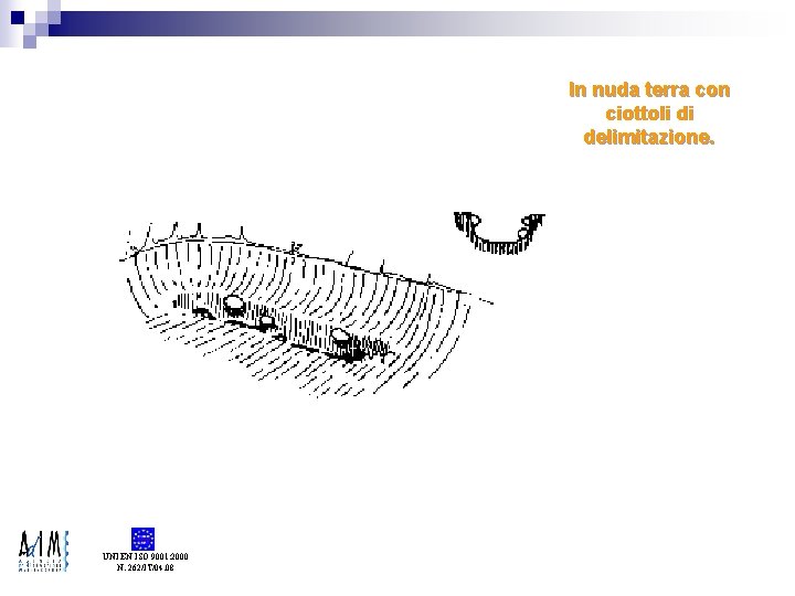 In nuda terra con ciottoli di delimitazione. UNI EN ISO 9001: 2000 N. 262/IT/04.