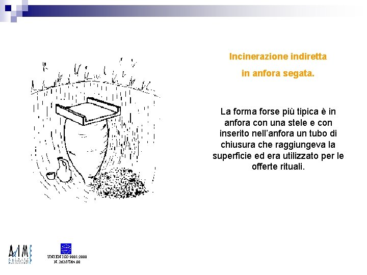 Incinerazione indiretta in anfora segata. La forma forse più tipica è in anfora con