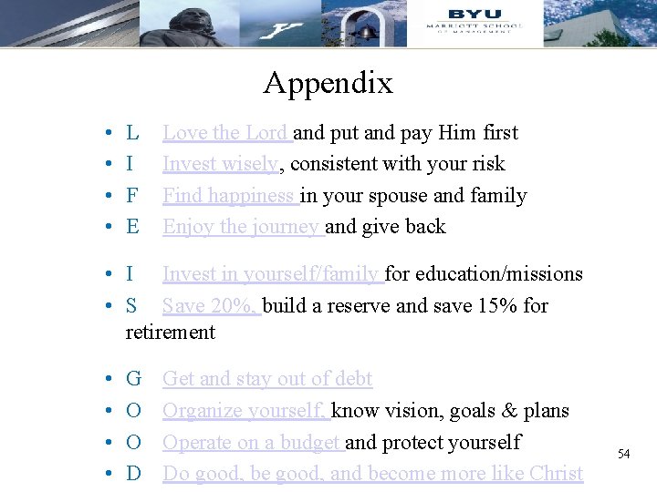 Appendix • • L I F E Love the Lord and put and pay Appendix • • L I F E Love the Lord and put and pay