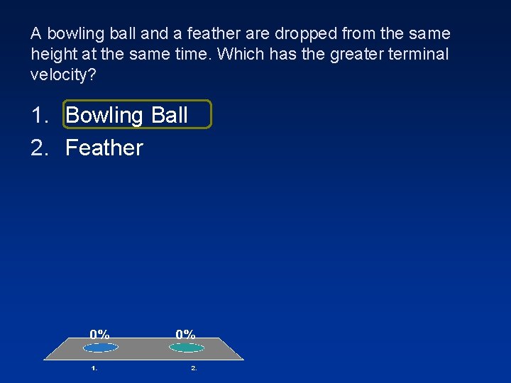 A bowling ball and a feather are dropped from the same height at the