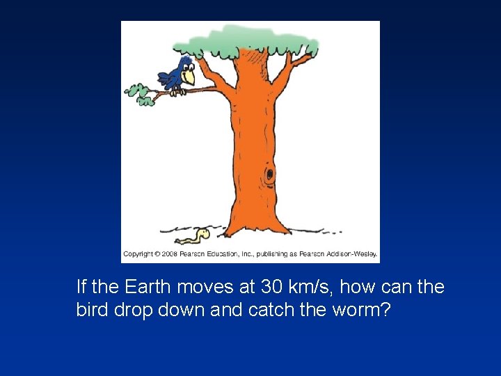 If the Earth moves at 30 km/s, how can the bird drop down and