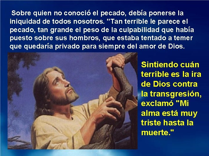  Sobre quien no conoció el pecado, debía ponerse la iniquidad de todos nosotros.