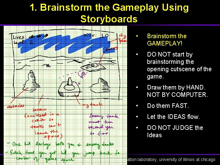 1. Brainstorm the Gameplay Using Storyboards • Brainstorm the GAMEPLAY! • DO NOT start