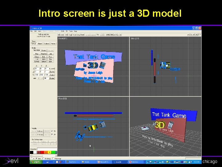 Intro screen is just a 3 D model electronic visualization laboratory, university of illinois